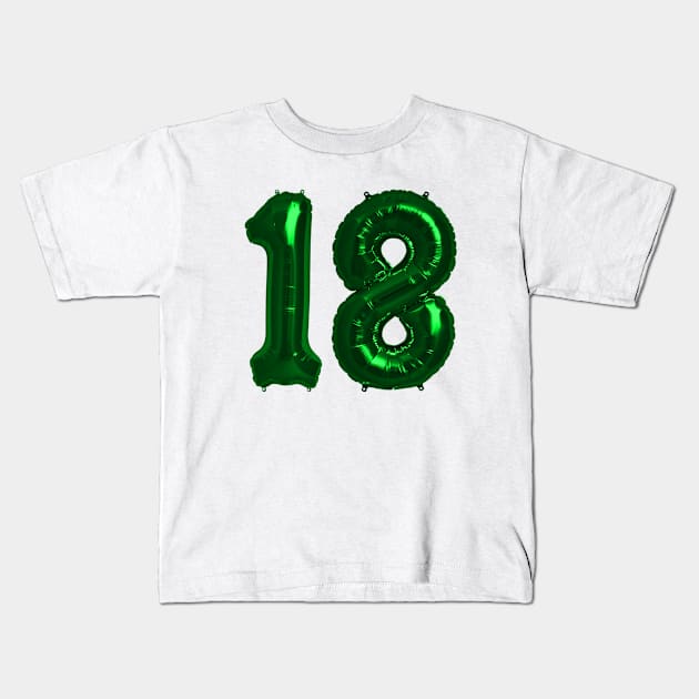 Bright Green 18th Birthday Metallic Helium Balloons Numbers Kids T-Shirt by podartist